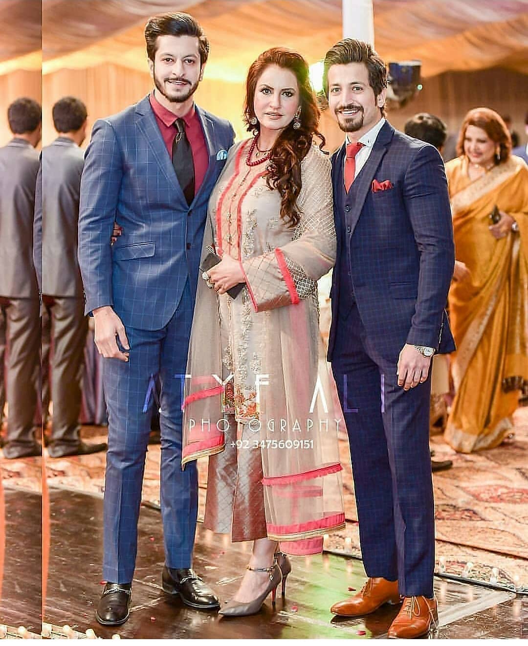 Saba Faisal with her Family at a Wedding Event.
