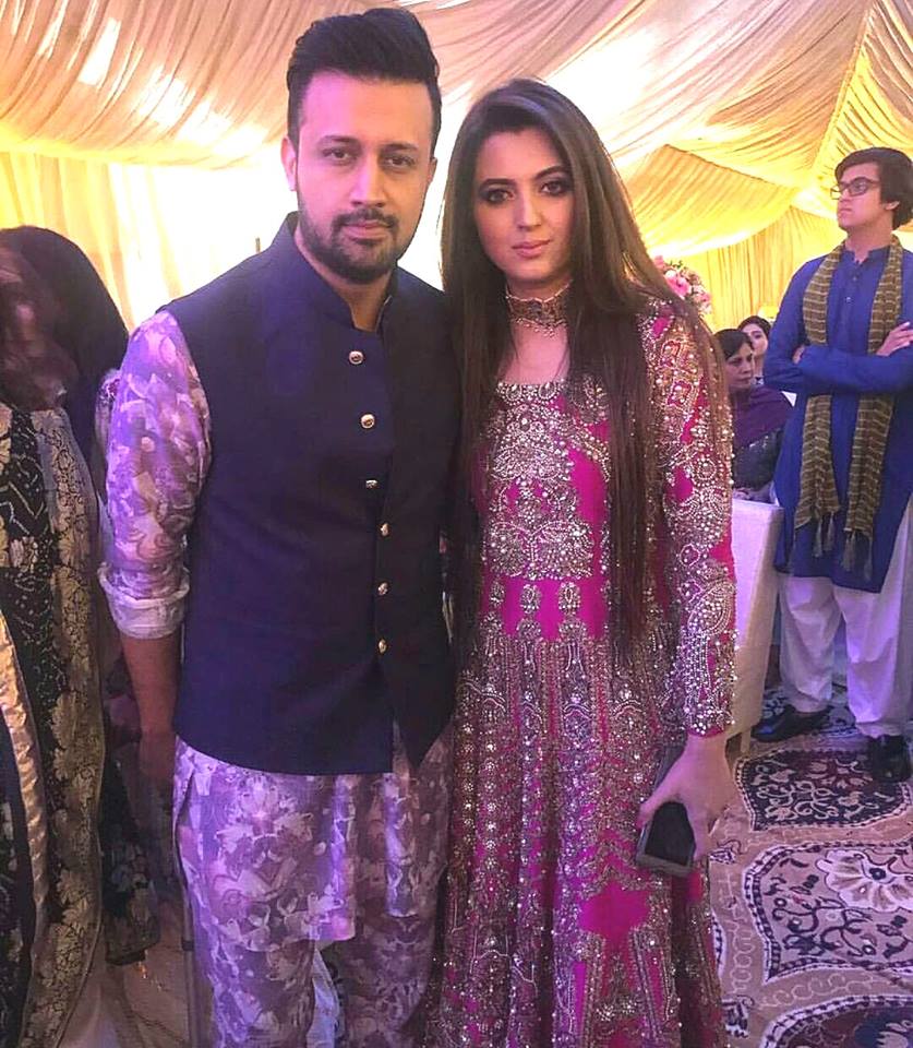 Atif Aslam with his Wife Sara Atif last night at a wedding in Lahore